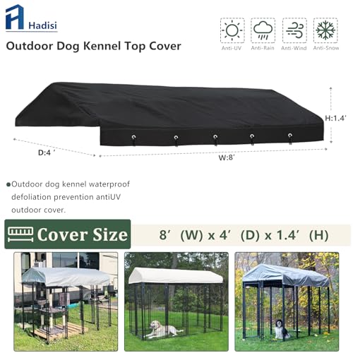 Black Waterproof Outdoor Dog Kennel Cover with PVC Window and Mesh N18415
