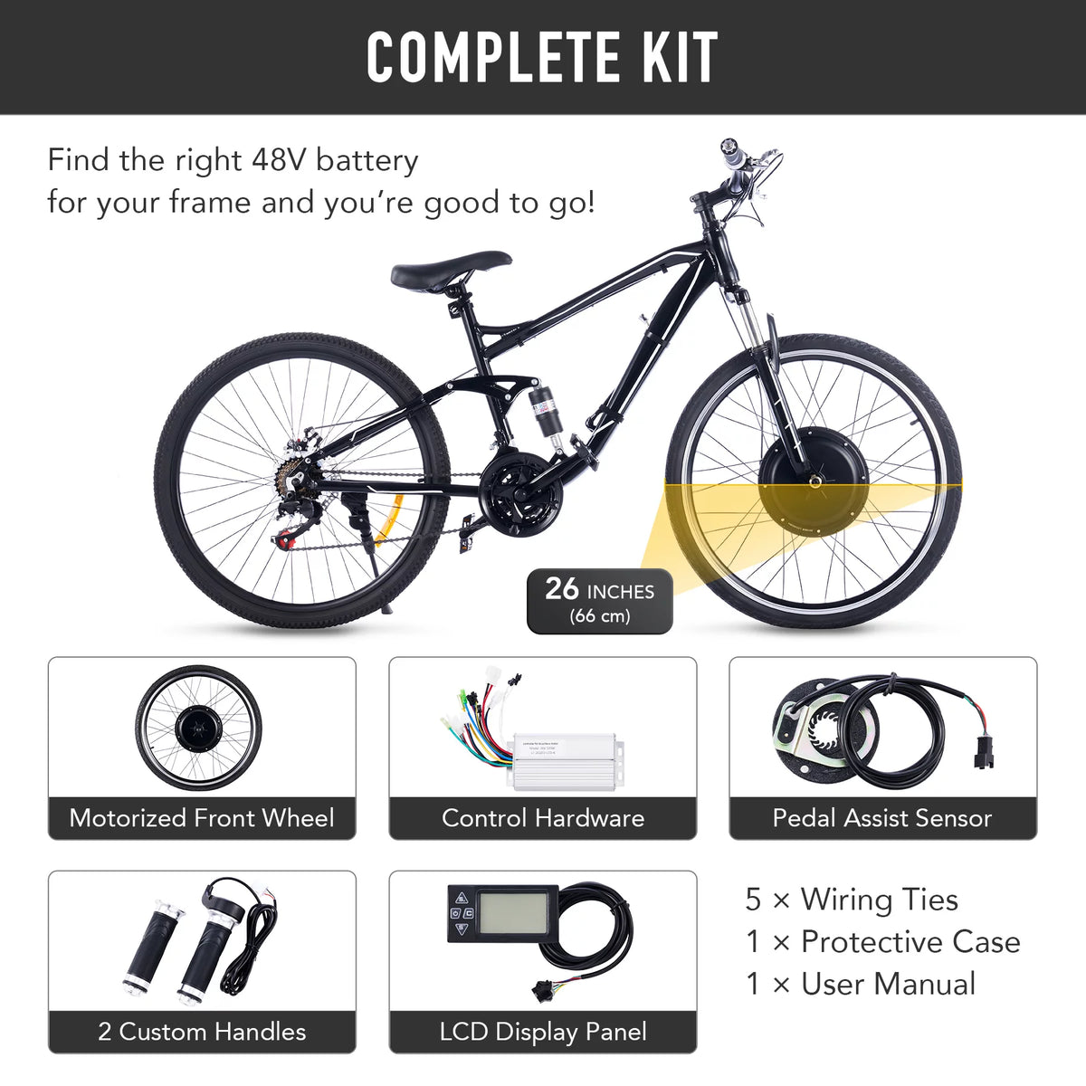 26 Inch 1000 Watt Electric Bike Conversion Kit E635609