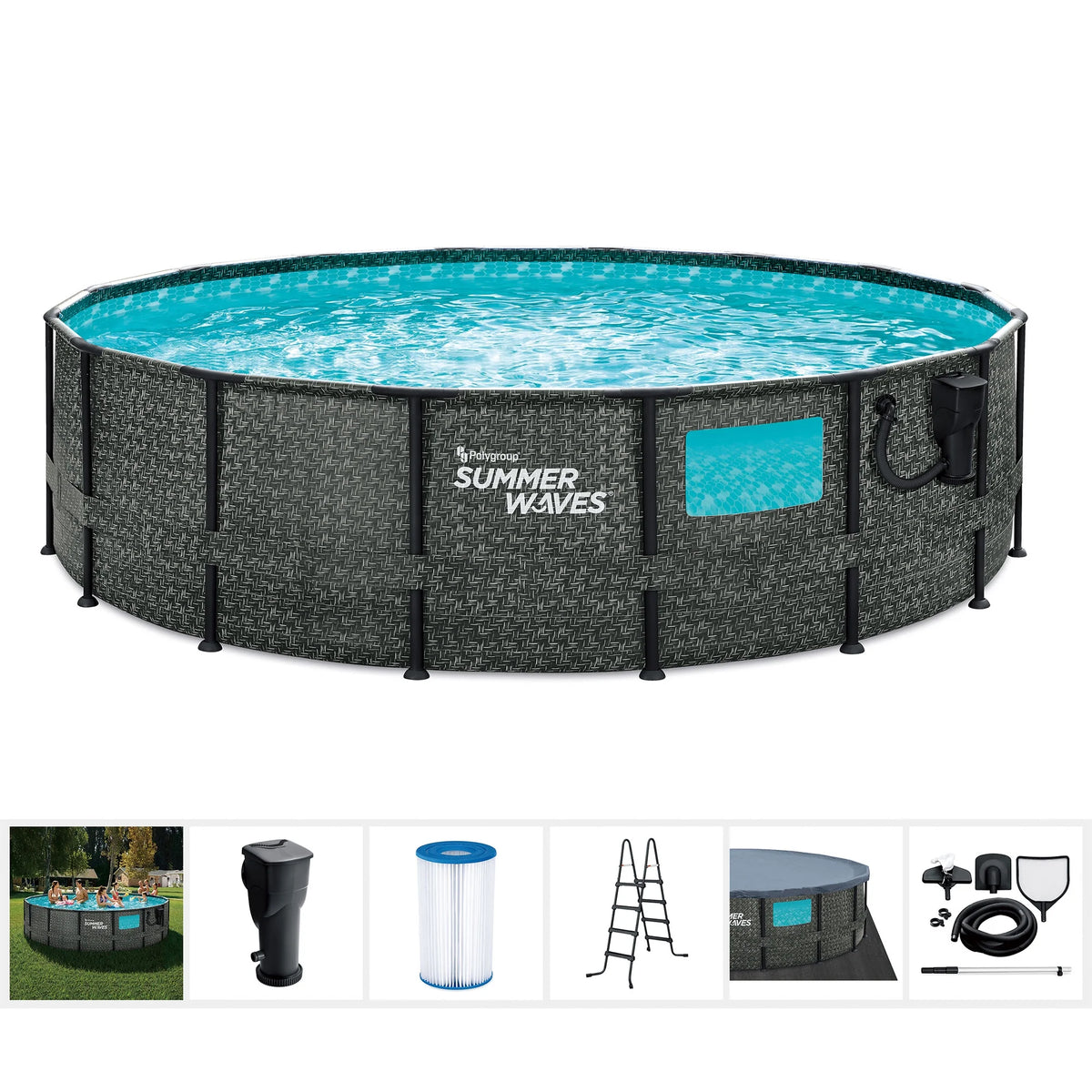 16ft x 48in Above Ground Swimming Pool Set with Pump V4764