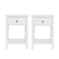 Set of 2 White Wood Nightstand with A Drawer Z847