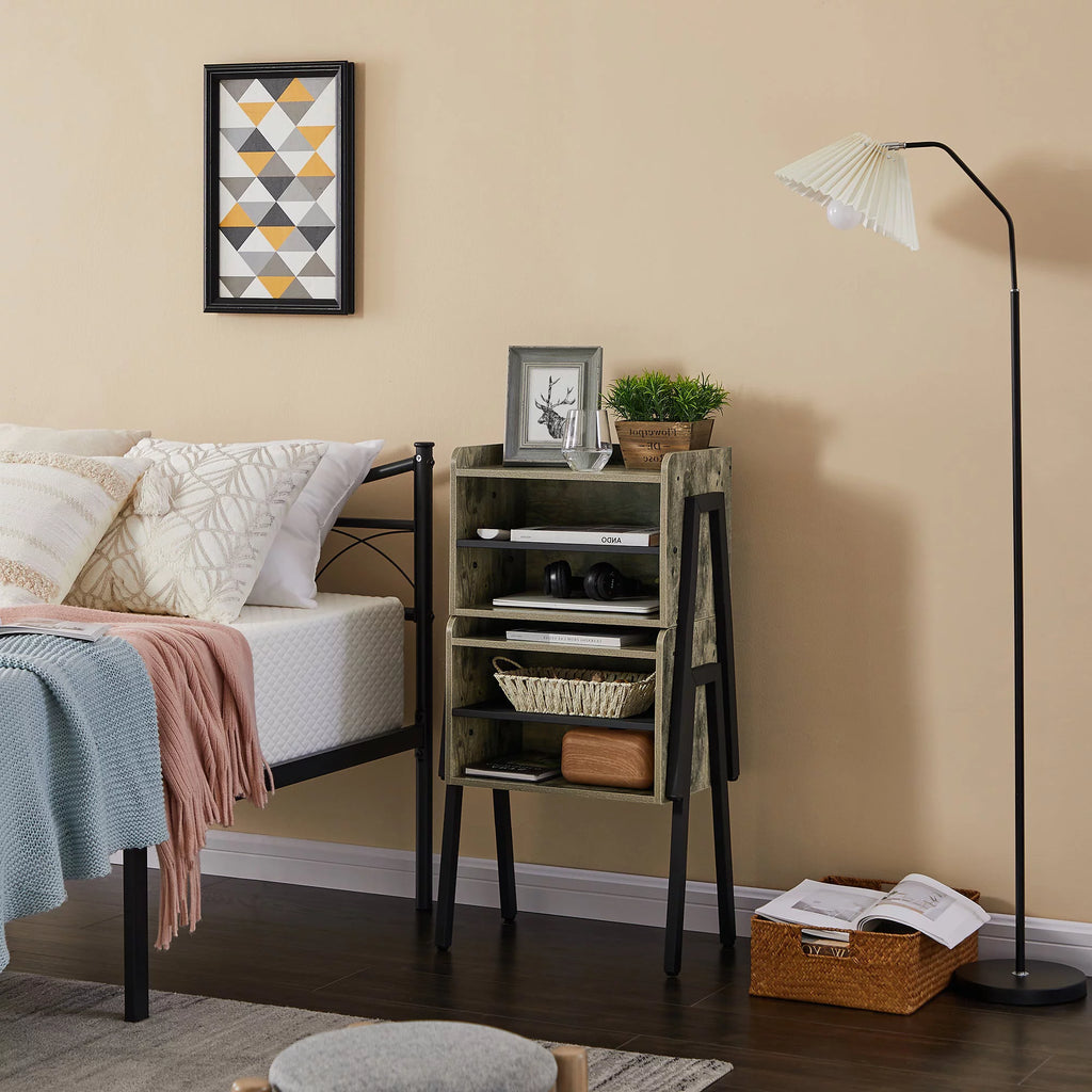 Set of 2 Stackable 2-tier Side End Table Gray M950684