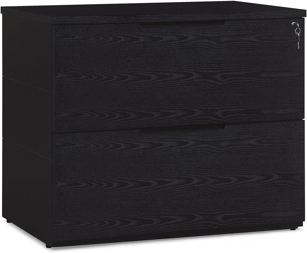 Black Oak 2 Drawer Lateral Filing Cabinet Y279