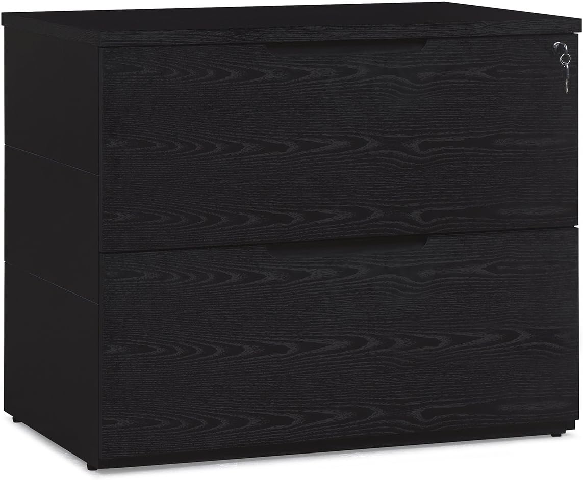 Black Oak 2 Drawer Lateral Filing Cabinet Y279