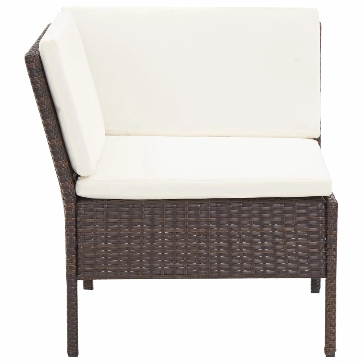 6 Piece White Cushioned Brown Poly Rattan Patio Sectional Set P87995