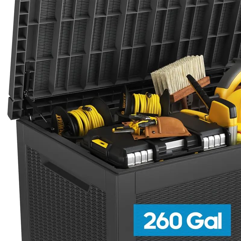 Brown 150GAL Large Capacity Outdoor Deck Box with Lock Hole S8567