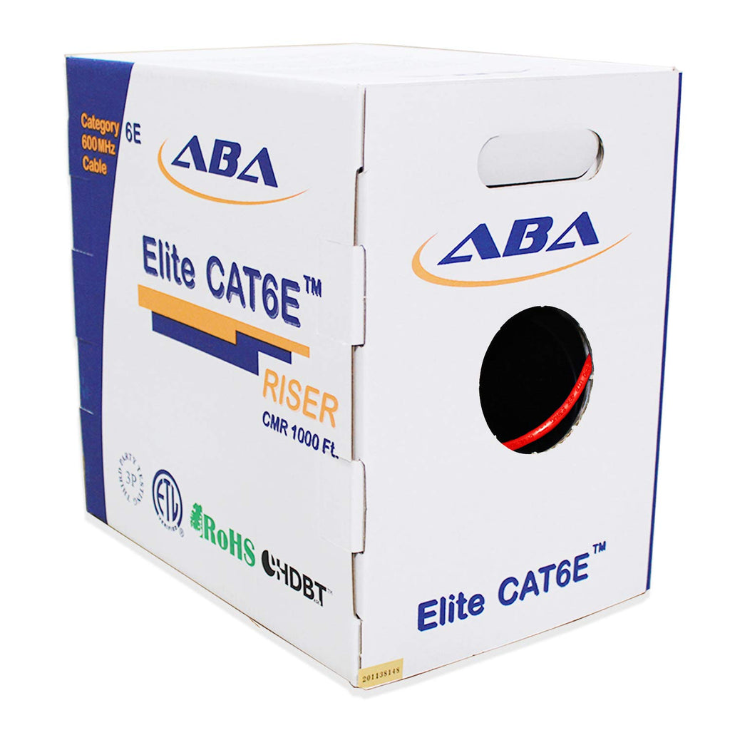 Cat6 CMR Riser Ethernet Cable 1000ft, 24AWG, Solid Bare Copper, 600MHz, Bulk LAN Cable X2195