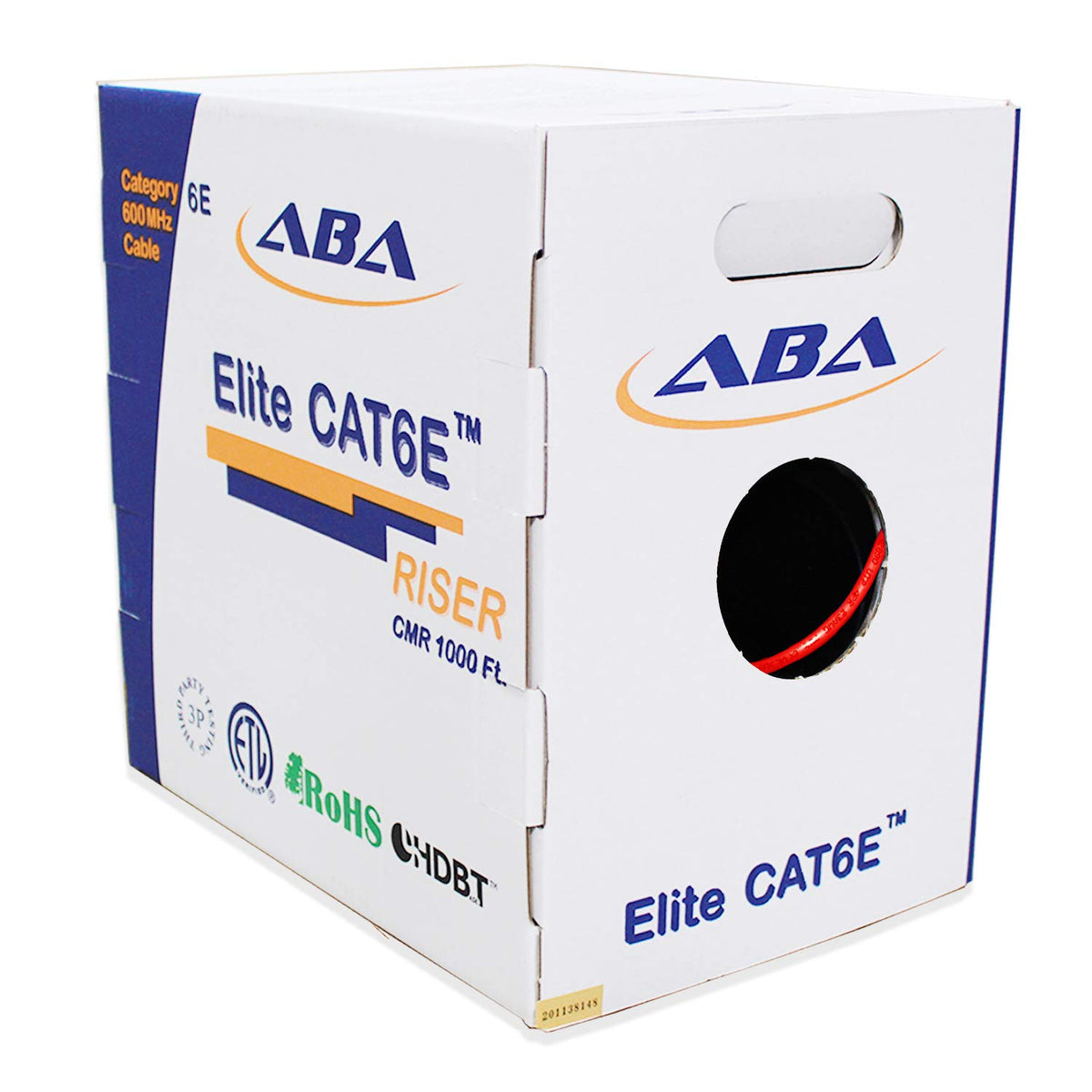 Cat6 CMR Riser Ethernet Cable 1000ft, 24AWG, Solid Bare Copper, 600MHz, Bulk LAN Cable X2195