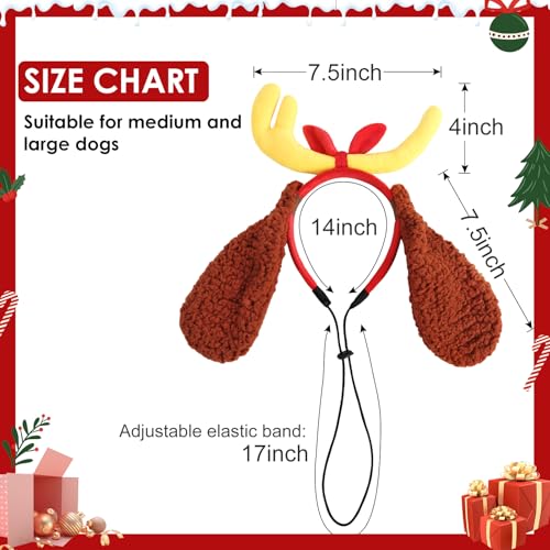 Christmas Deer Antler Dog Costume Reindeer Ears Headband Red Collar T2371