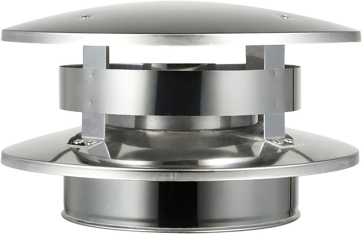 6" 304 Stainless Steel Flat Top Rain Cap for Class-A Double Wall Insulated Chimney Pipe E34440