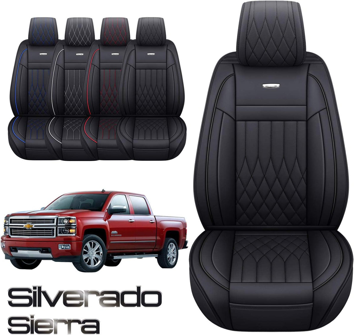 Black and White Waterproof Faux Leather Car Seat Covers Front Pair V305