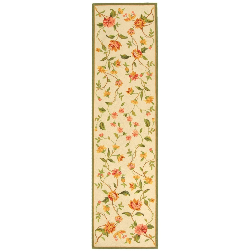 Ivory Floral Wool Area Rug W1710