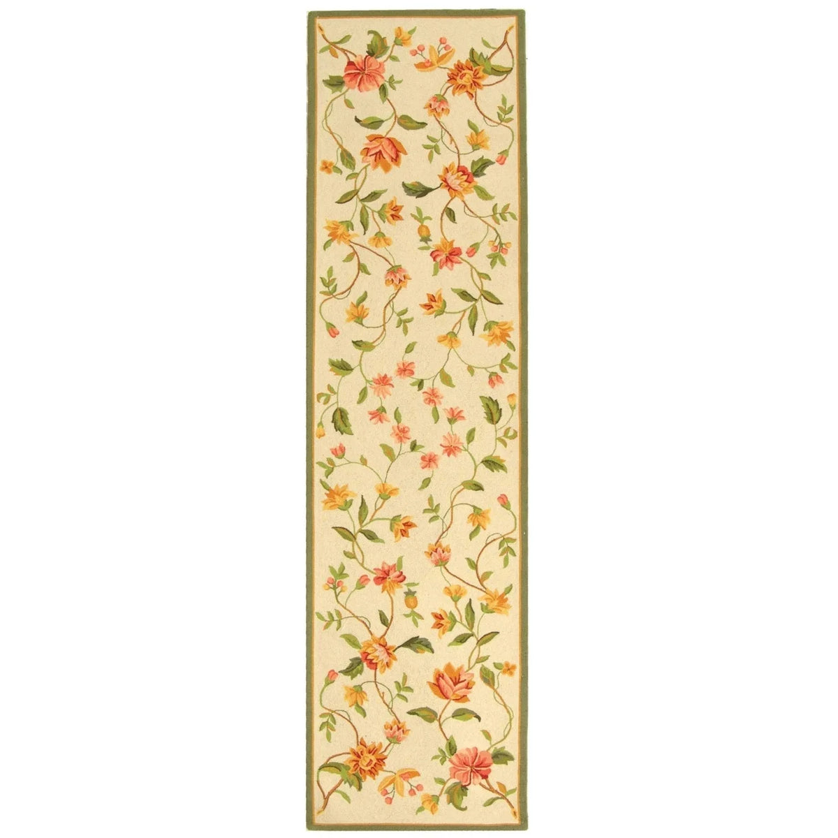 Ivory Floral Wool Area Rug W1710