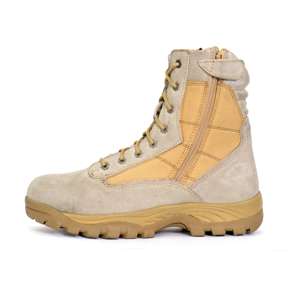 Tan Leather Lace Up Boots with Zippers B4706