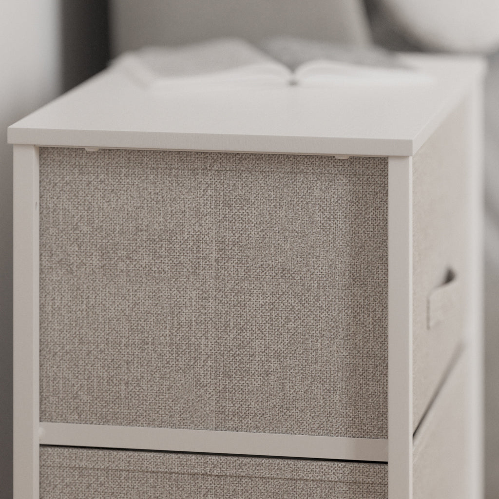 White Metal Frame 4 Gray Fabric Drawers Dresser U658