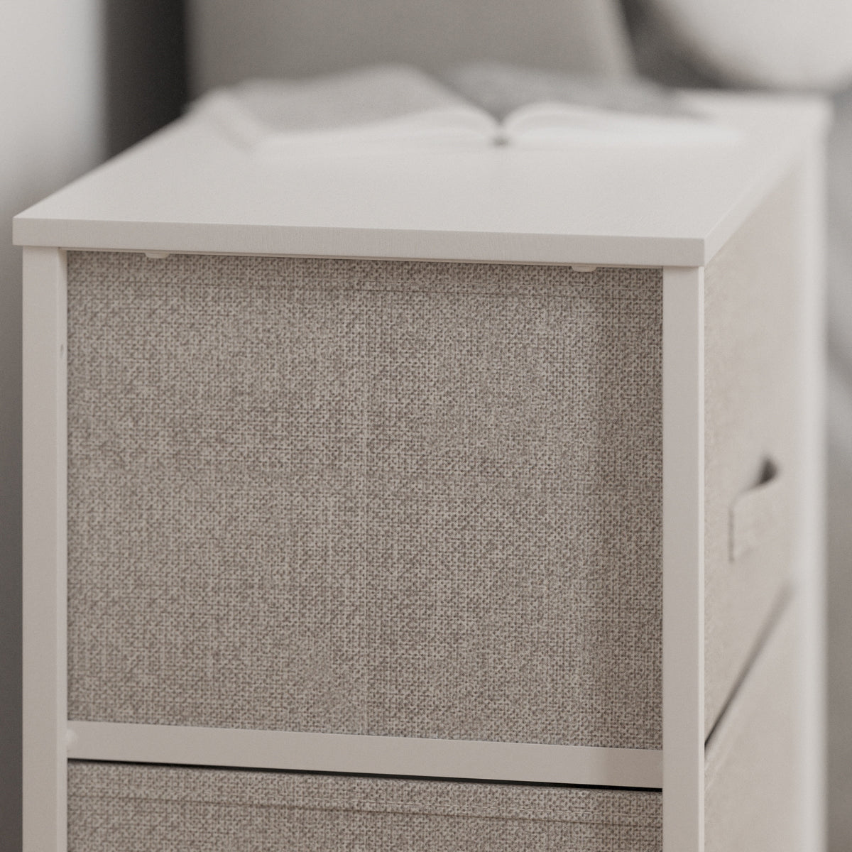 White Metal Frame 4 Gray Fabric Drawers Dresser U658