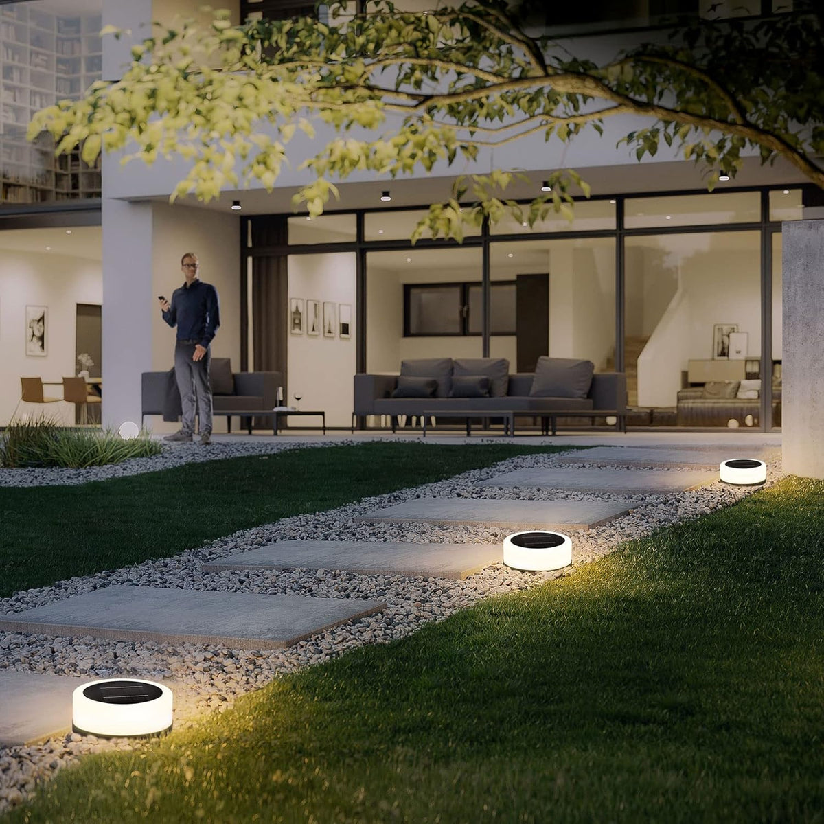 Outdoor Solar Post Cap Light, Modern LED Warm Light T309997