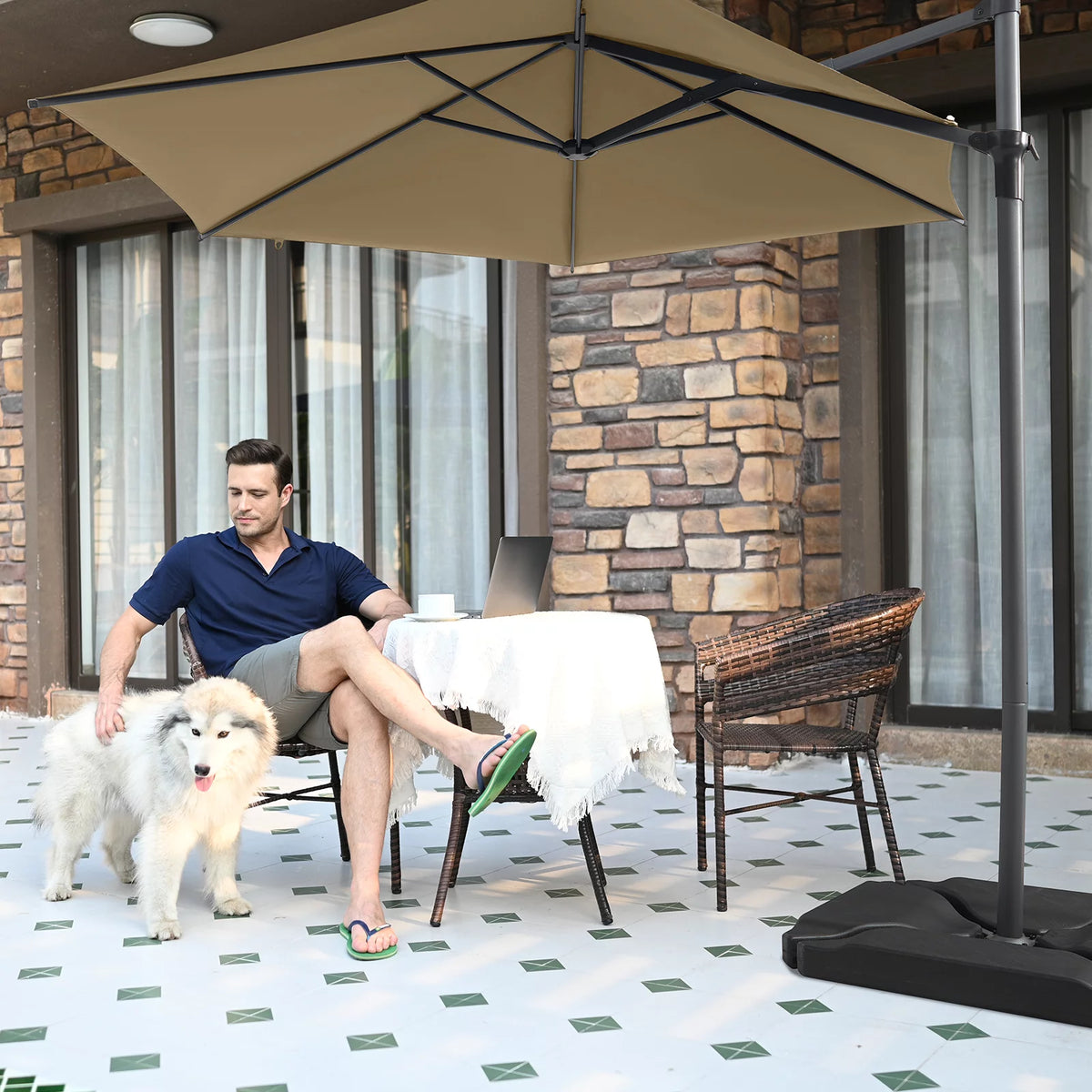 10ft Beige Outdoor Patio Umbrella B672172