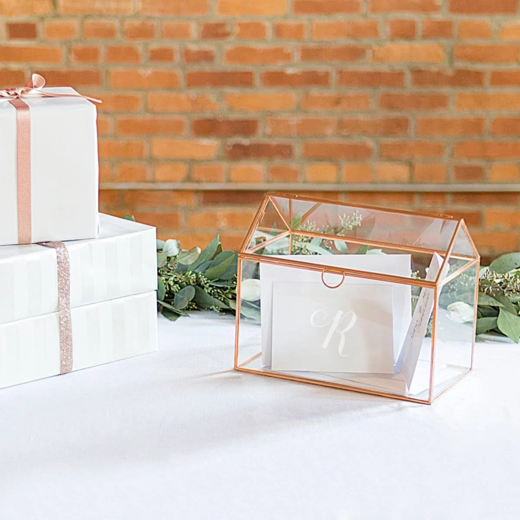 Rose Gold Glass Terrarium Card Holder Z27588