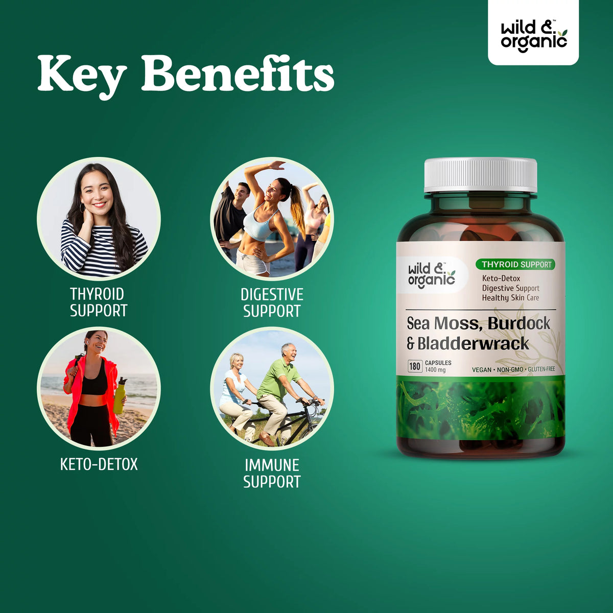 Sea Moss 180 Capsules with Irish Moss, Burdock Root & Bladderwrack W352