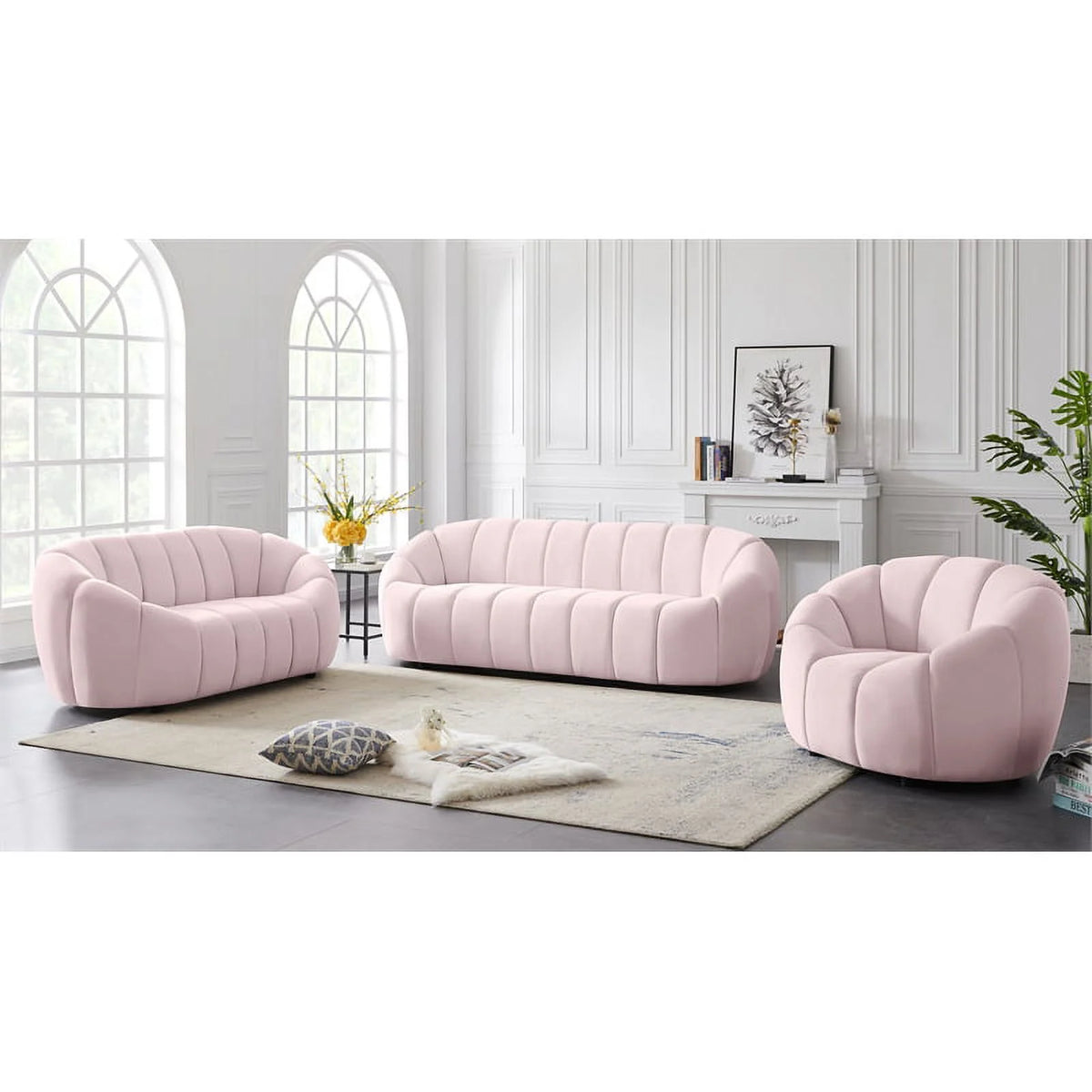 Pink Velvet Sofa E229627