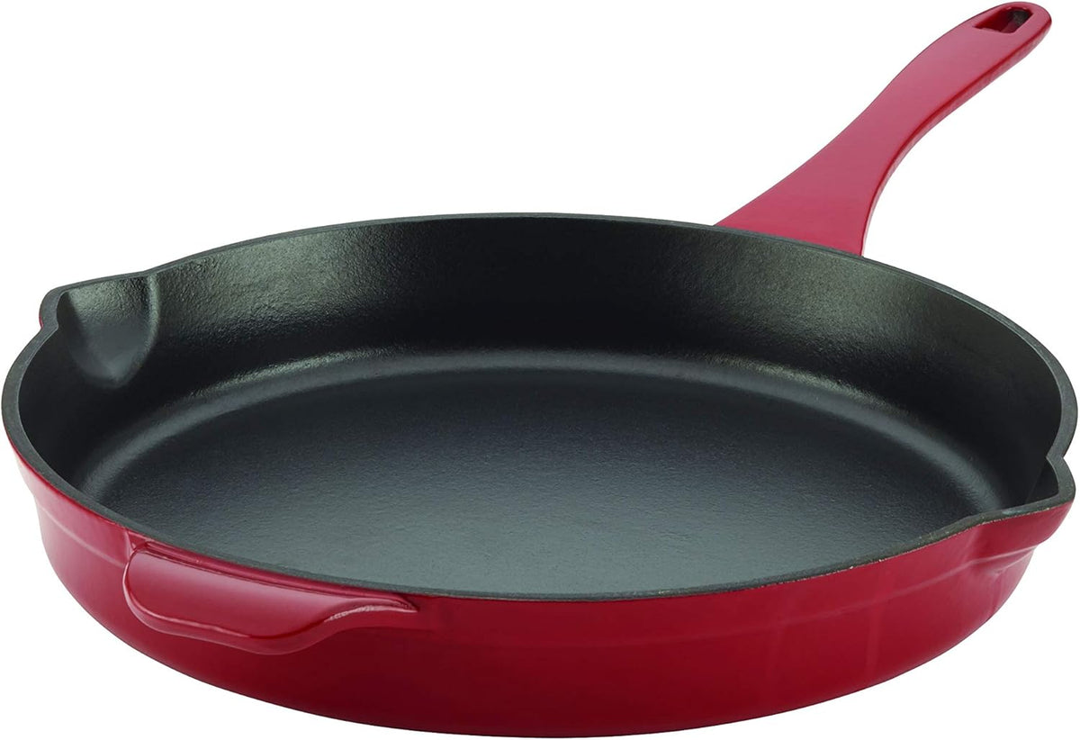10 Inch Enameled Cast Iron Skillet with Pour Spouts C318