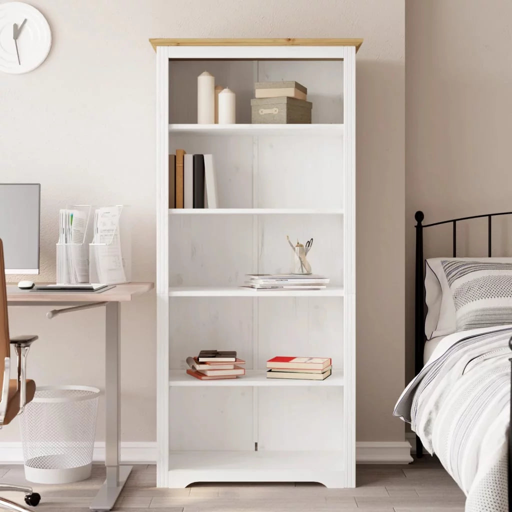 Brown 5-Tier Solid Wood Pine Bookcase C620128