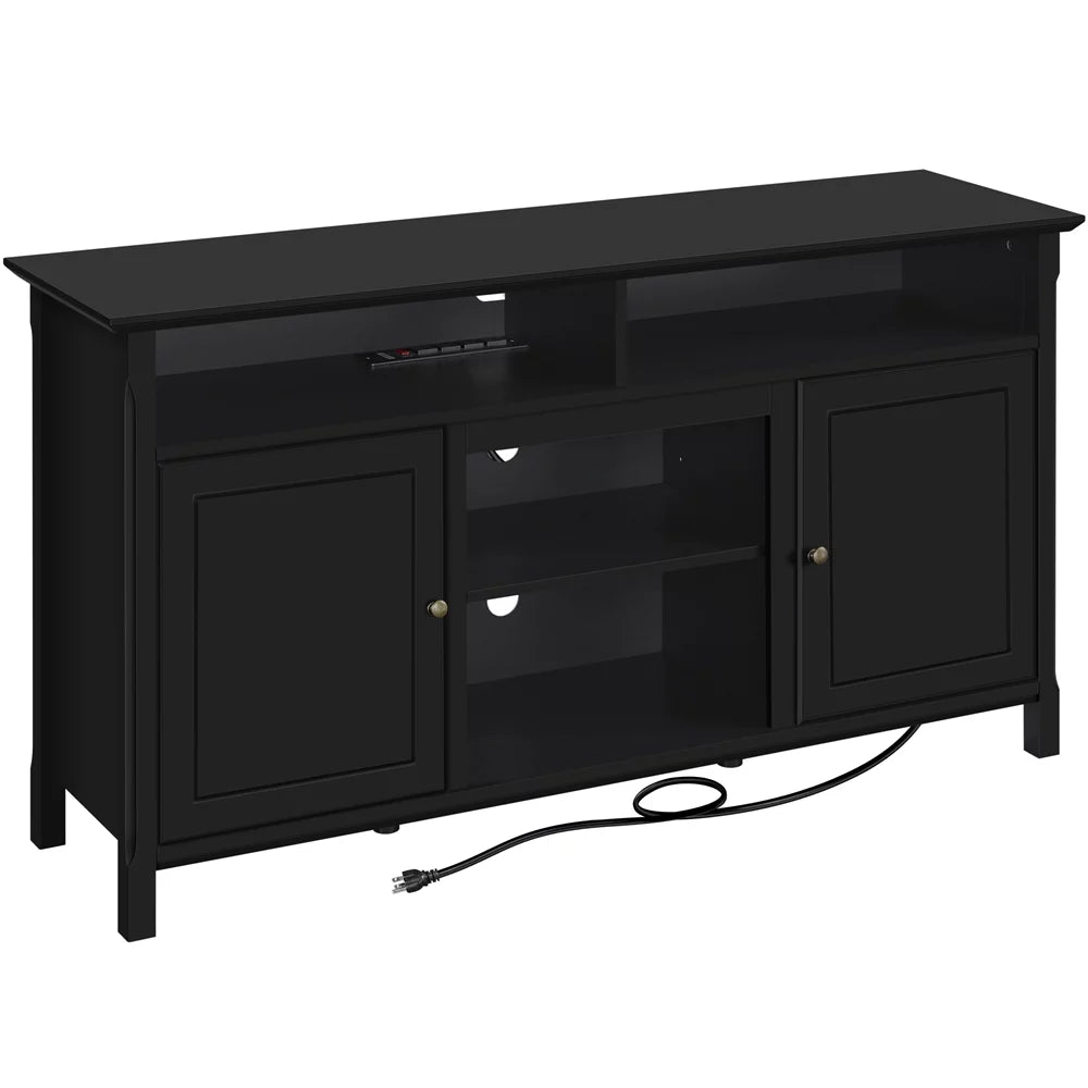 Black TV Stand with Power Outlet D42427