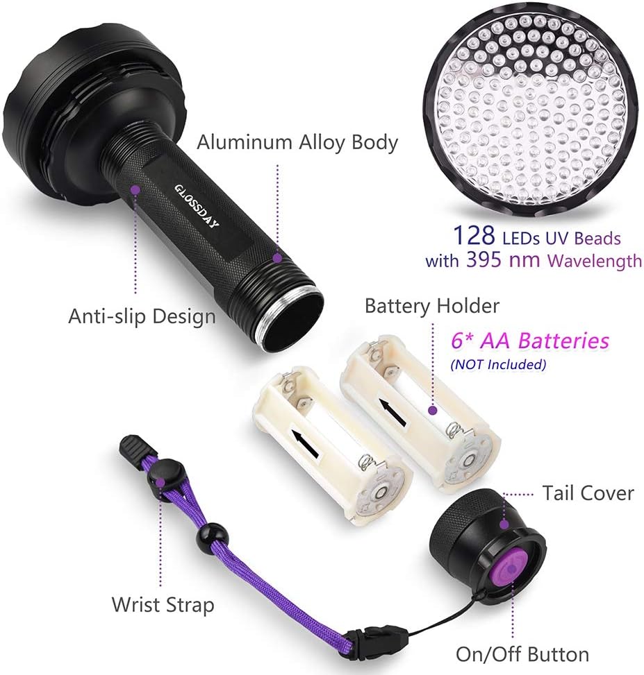 128 LED UV Flashlight, Pack of 2 E4937
