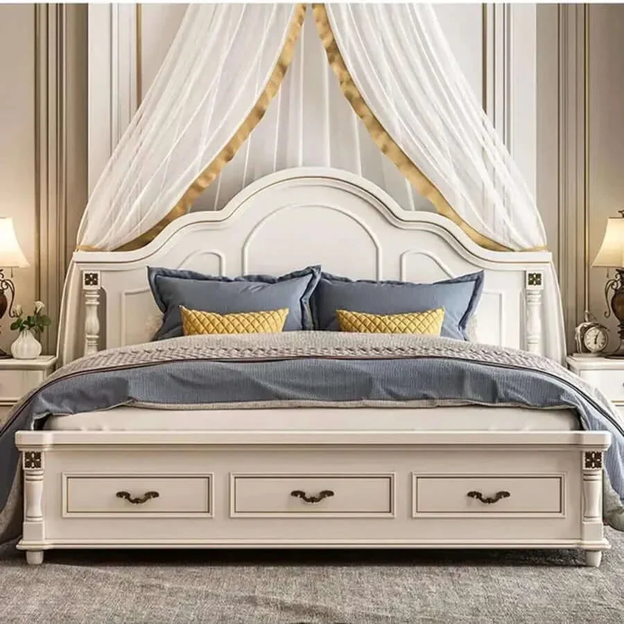 Wooden Bed with Storage and Bedside Tables F179