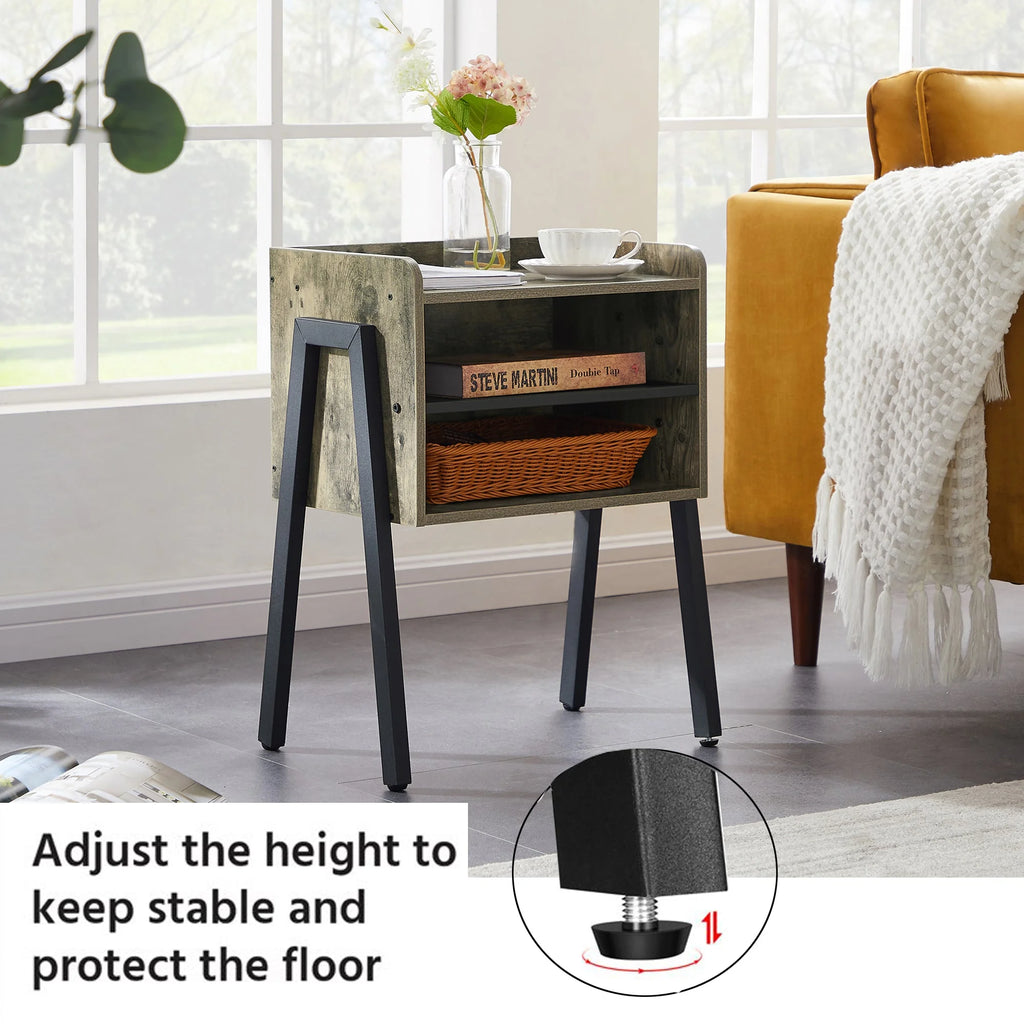 Set of 2 Stackable 2-tier Side End Table Gray M950684