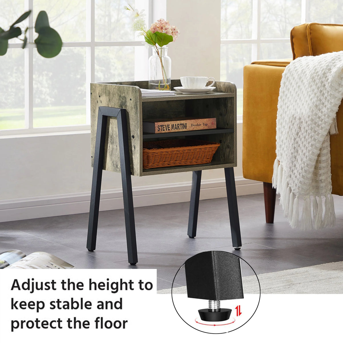 Set of 2 Stackable 2-tier Side End Table Gray M950684
