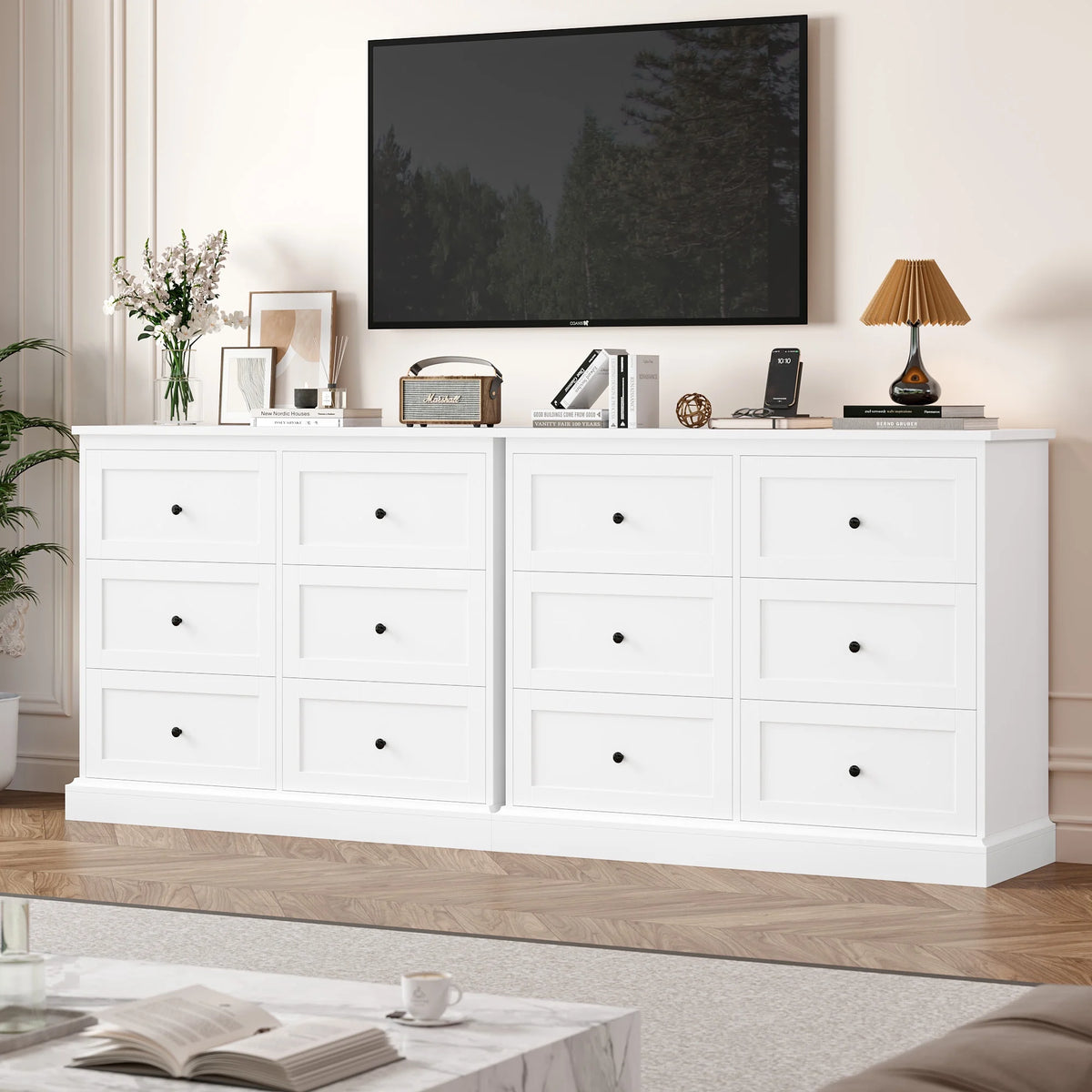 White 6 Drawer Wood Dresser G670179