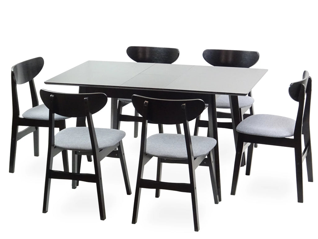 Set of 6 Padded Seat Chairs and Extendable Dining Table M760233