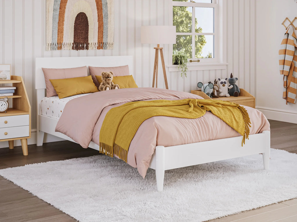 White Twin Solid Wood Platform Bed P200300