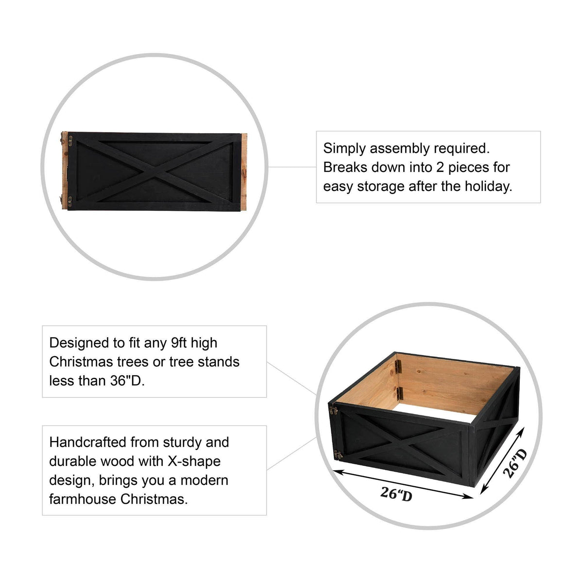 Brown Wooden Christmas Tree Collar Q944204