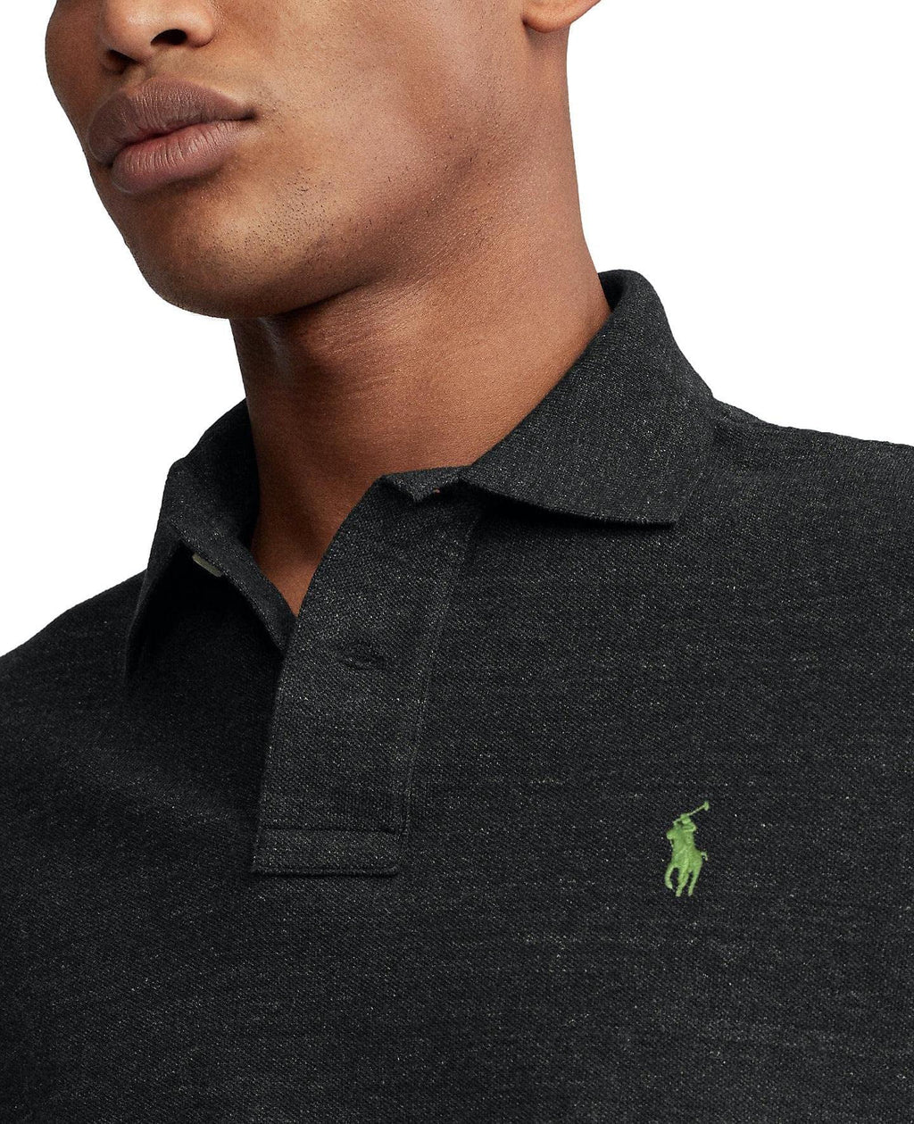Men's Custom Slim Fit Polo Shirt Black Heather A857