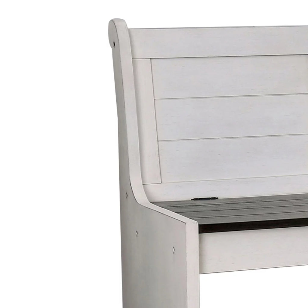 White and Black Wooden Counter Height Bench with Lift Top Seat O515