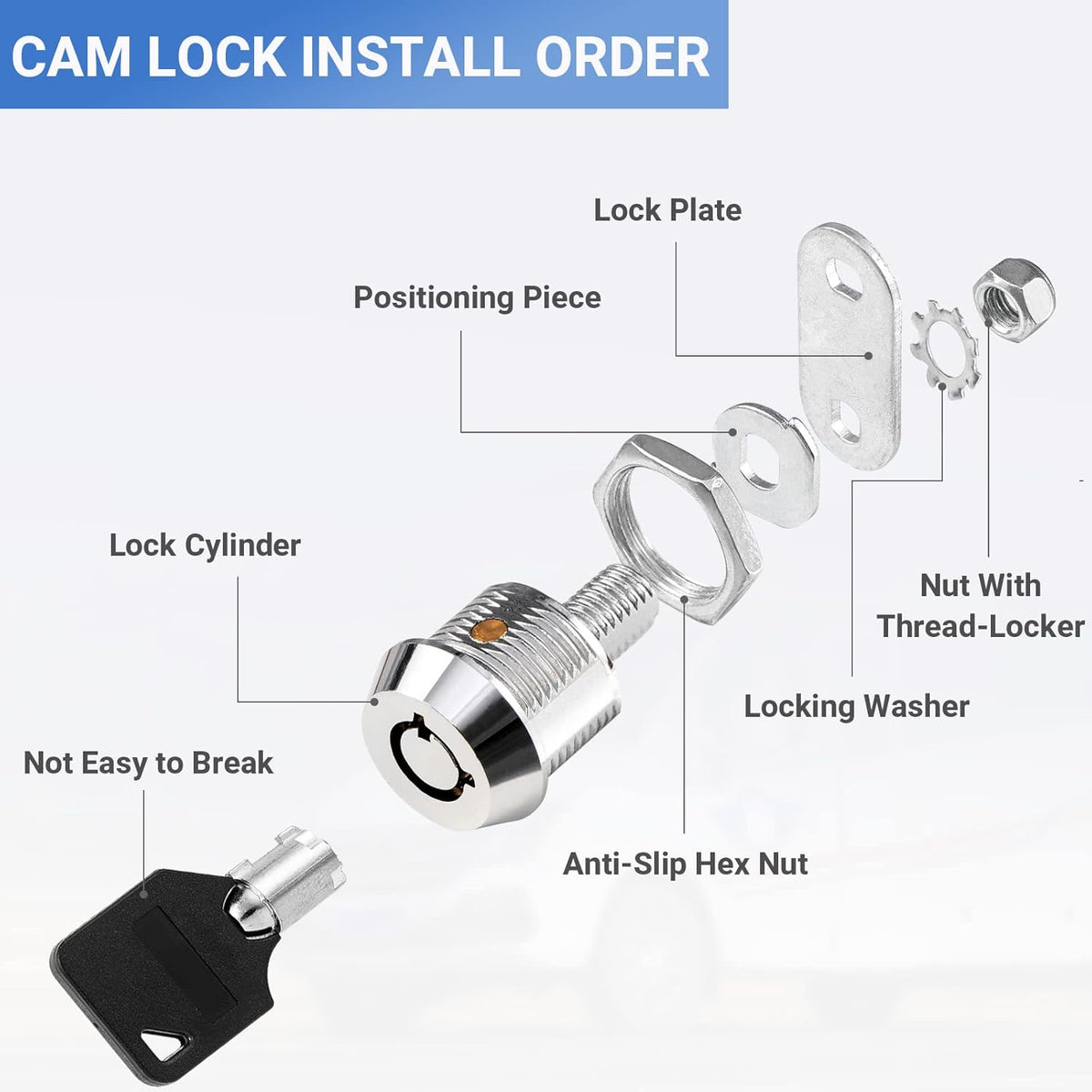 1-1/8 Inch Chrome Tubular Cam Lock 6 Pack J875118