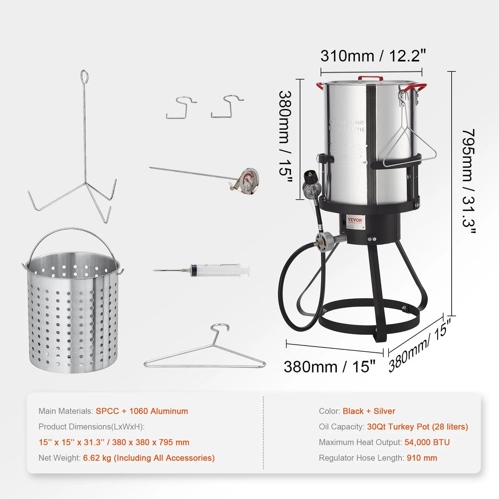 30 Qt Propane Aluminum Turkey Fryer Stock Pot L111235