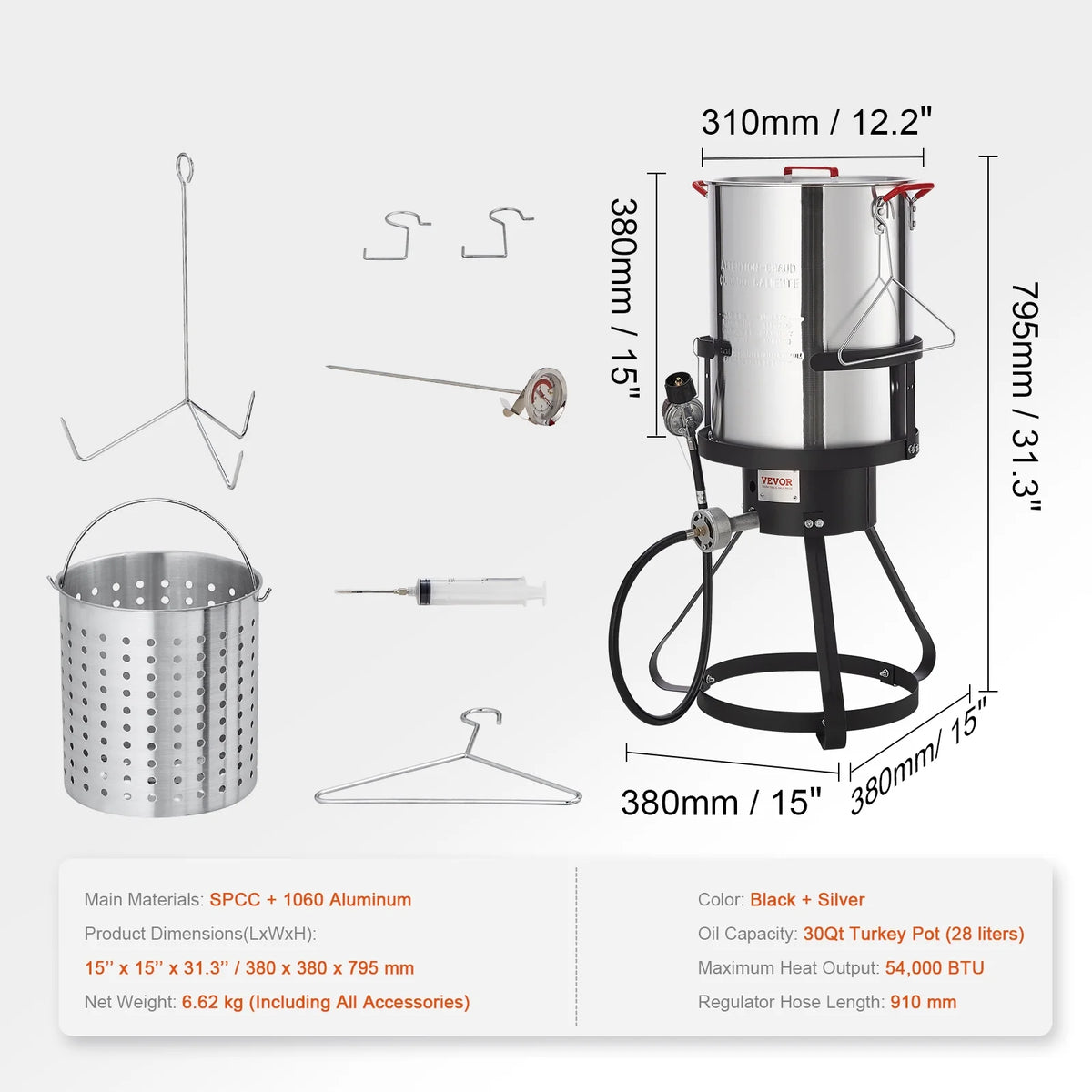 30 Qt Propane Aluminum Turkey Fryer Stock Pot L111235