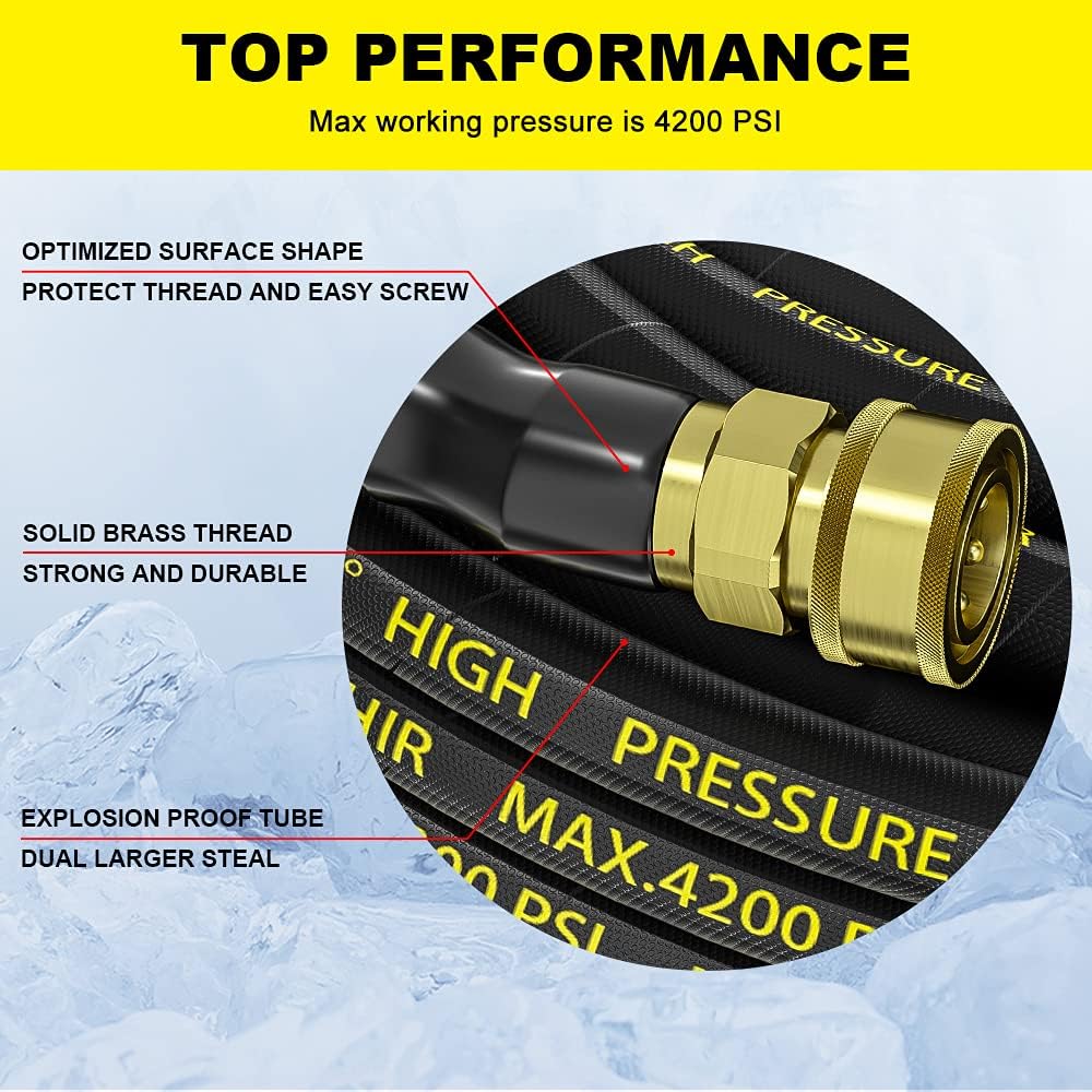 70 ft 3/8 Quick Connect Pressure Washer Hose 4200 PSI, Pack of 2 H23697