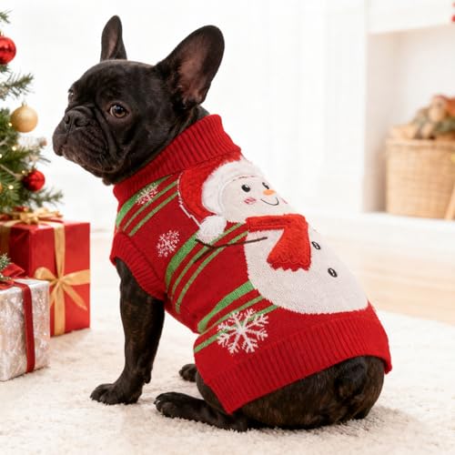 Dog Christmas Sweater with 3D Reindeer Pattern Knitted Pet Clothes F29837