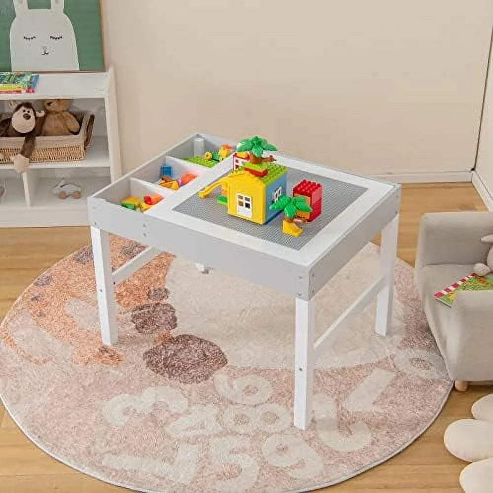 2 in 1 Toddler Wooden Activity Table with Paper Roll White Y602762