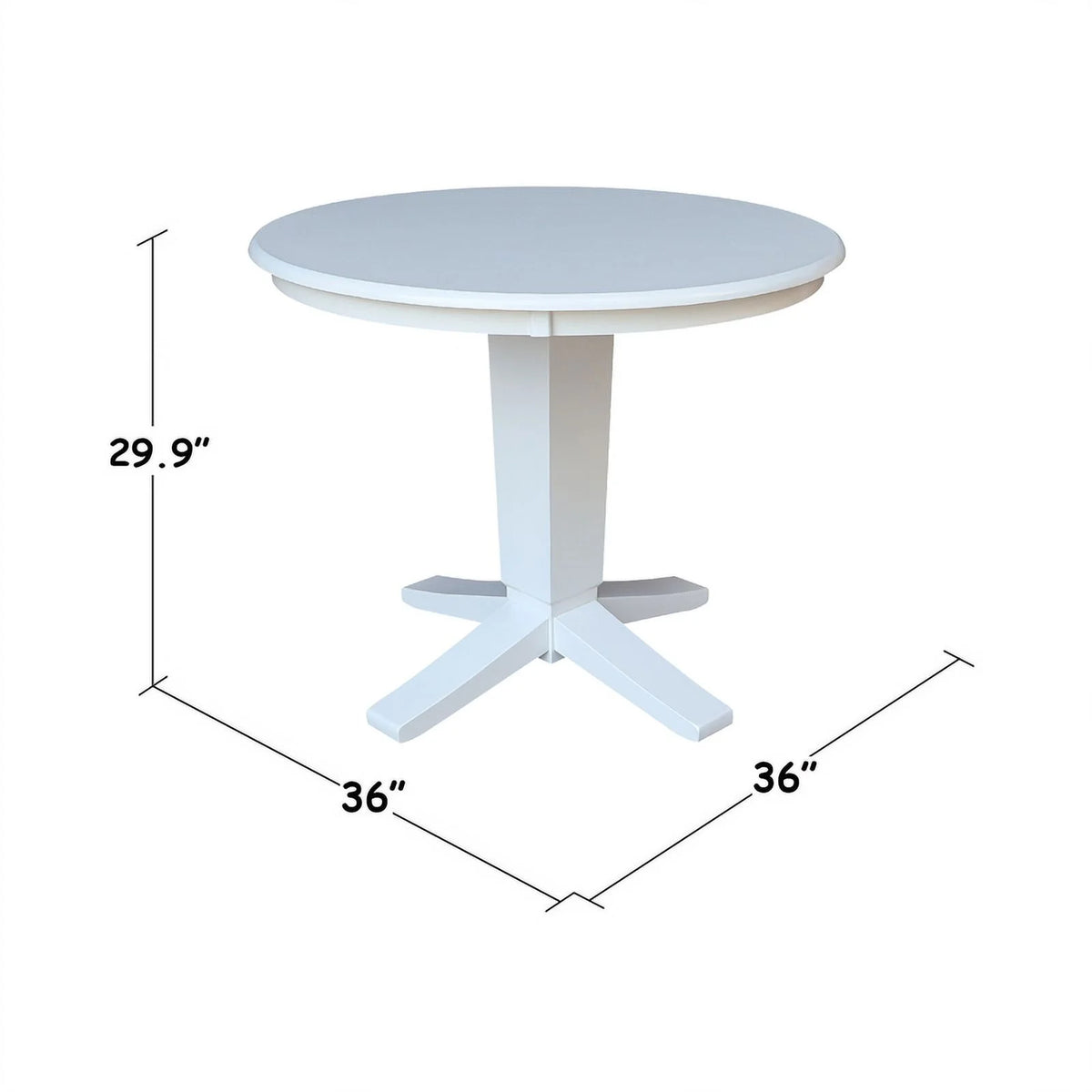 36" Round Solid Wood Pedestal Dining Table in White T65590