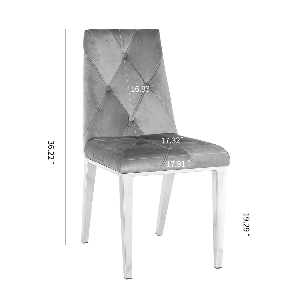 Dark Grey Velvet Dining Chairs Set Of 2 D9182