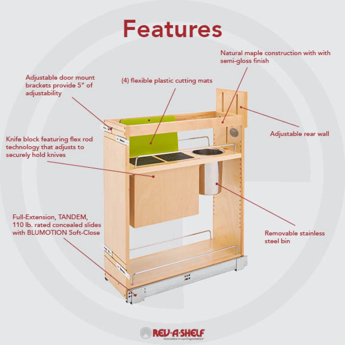 8 Inch Pullout Cabinet Organizer with Knife Block V301